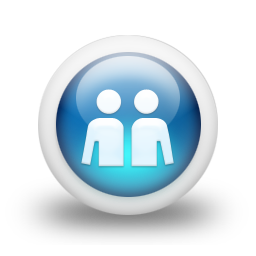 3d blue people contact us  icon