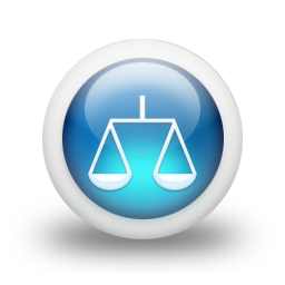 3d blue scales of justice icon